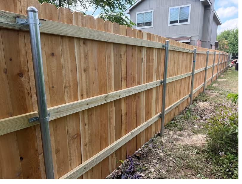 Cedar privacy on galvanized steel posts