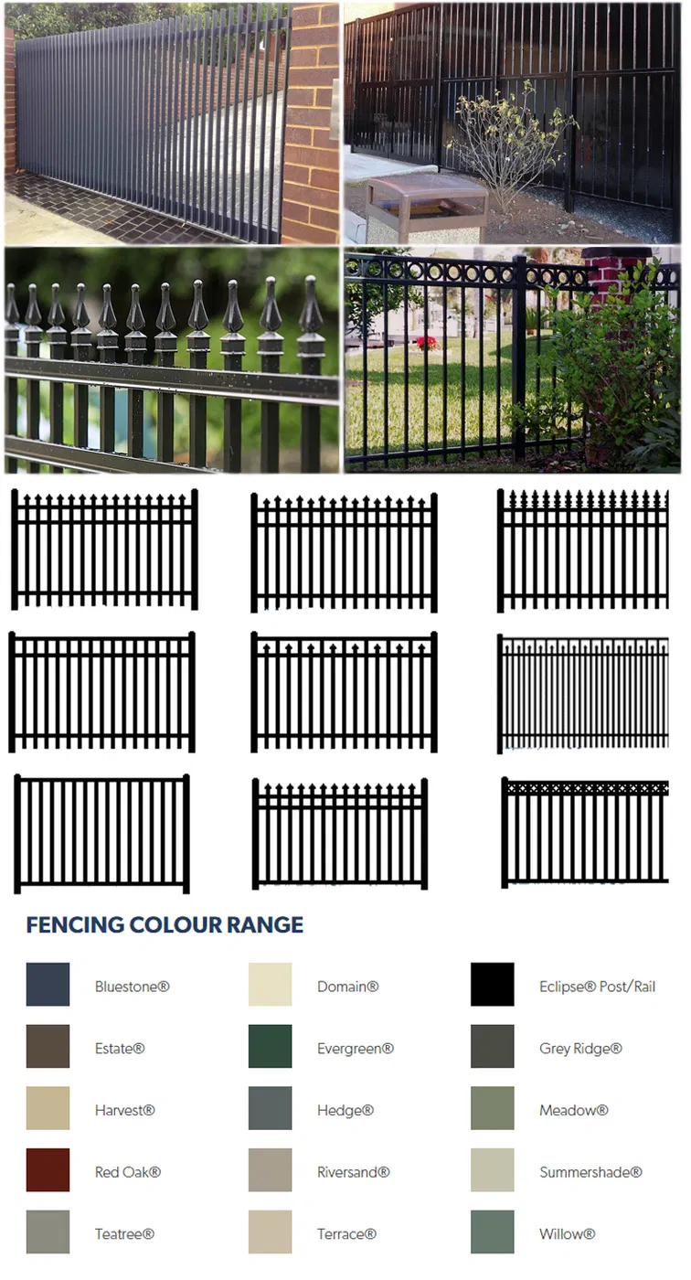 Ornamental fence style and color range chart