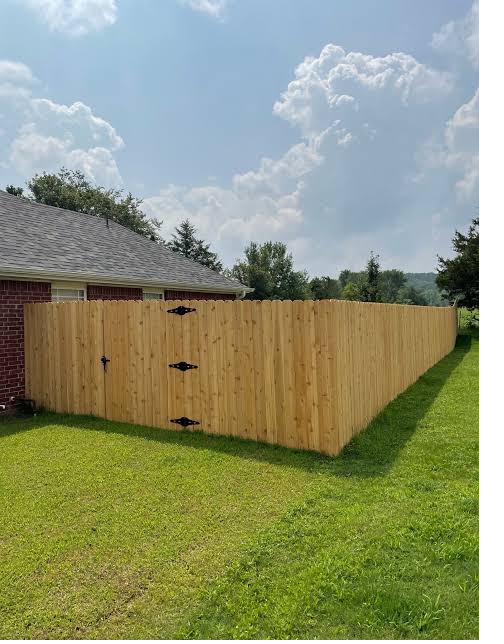 Privacy fence with arched gate